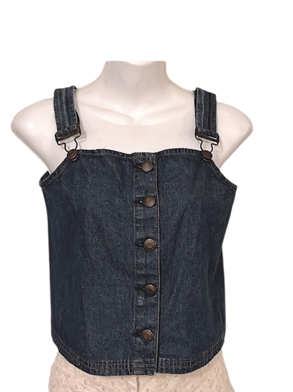 Oat New York Women’s Blue Jean Denim Sleeveless Crop Top Sz S